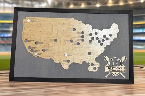 Custom Baseball Stadium Travel Map Tracker, Baseball Park Sign, Fathers Day Gift, Gift for Baseball Fan, gift for men, baseball lover, Bucket List
