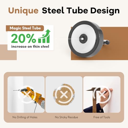 Image of Neosmuk Magnetic Hooks Steel Tube Design for Cruise,80lb+ Gunmetal,10 Pack | Cruise Ship Essentials,Heavy Duty Magnett Hooks for Cabins, Refrigerator, Grill, Hanging, and Travel Extra Strong Must-Haves