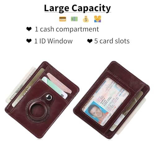Slim AirTag Wallet Genuine Leather Minimalist Front Pocket RFID Blocking Money Clip Wallet for Men Women Lightweight Credit Card Holder2