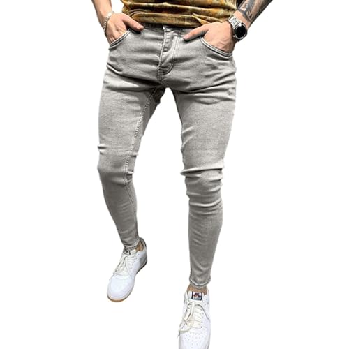 Mens Jeans Slim Fit Straight Leg Jeans with Pockets Comfy Work Jean Construction Carpenter Jean Tapered Denim Pants