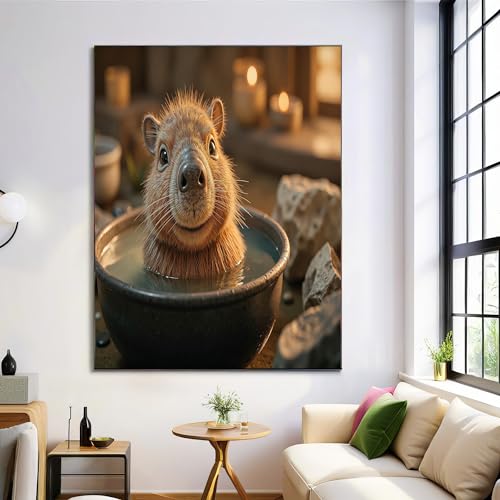 Tableau Décoratif Intissé Capybaras Impression Sur Toile 60x90cm - 2