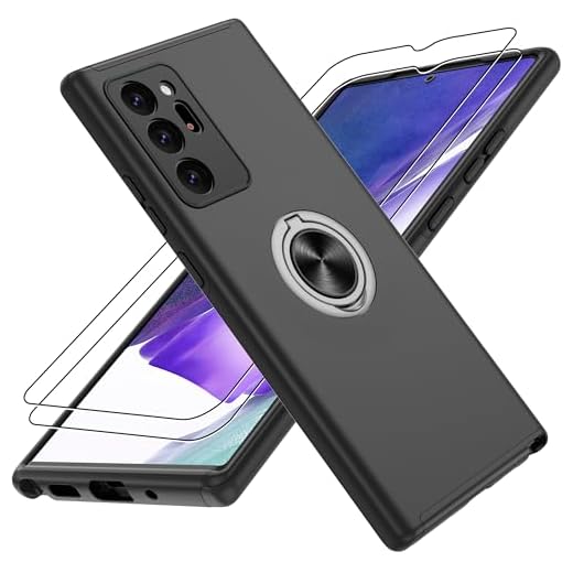 Gritup for Samsung Galaxy Note 20 Ultra Case with 360°Magnetic Ring Holder Kickstand & [HD Screen Protector×2] Phone Case for Galaxy Note 20 Ultra-Black