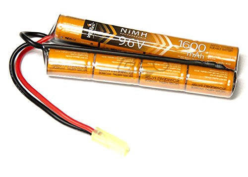 Lancer Tactical Nimh Airsoft Battery Compatible with Lancer AEG Airsoft (9.6V, 1600 mAh Nunchuck)