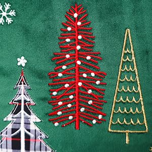 Tosleo Christmas Embroidery Throw Pillow Covers 20 x 20 inch Set of 2 Velvet Pillowcases Forest Green Christmas Trees Cushion Pillow Cases Soft Square Holiday Pillowcase - Image 4
