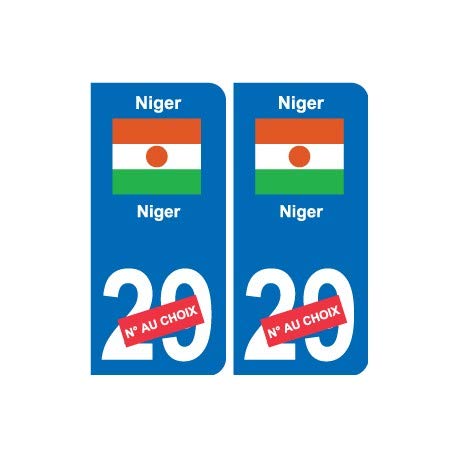 Niger Niger sticker numéro département au choix autocollant plaque immatriculation auto - Angles : droits