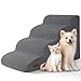 Aodisman 4-Step Dog Stairs and Ramp for Beds or Couches – Non-Slip Sturdy Pet Steps for Small Dogs and Cats,17.4' H,Grey