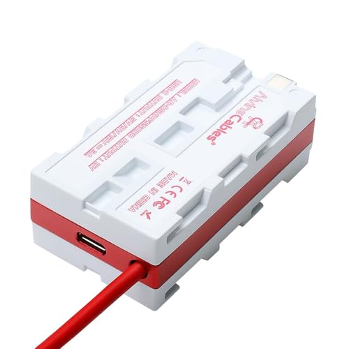 Batería simulada NP-F dual Alvin's Cables con cable flexible rojo de silicona 2