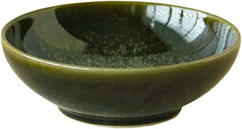 Japanese Mino-yaki Ceramic Donburi Bowl, Large Size for Ramen, Rice, Soup, Made in Japan, 15cm, Wabisabi Classic (Olive Green)