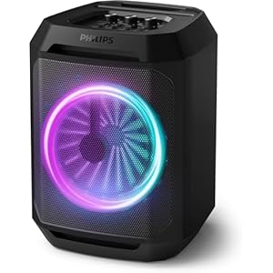 Philips Bluetooth Party Speaker, Dynamic Bass Boost, Bluetooth and Aux-in, Microphone Input, Wireless Pairing for Stereo Sound, Up to 7 Hours Battery, Built-in Carry Handle, USB-C TAX2208