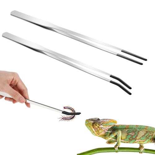 Paquete De 2 Pinzas De Acero Inoxidable Herramientas De Paisajismo Acuático Curvadas De 98 Pulgadas Pinzas Rectas Y Curvas Pinzas De Alimentación Comedero De Coral Para Acuarios Y Terrarios Reptiles