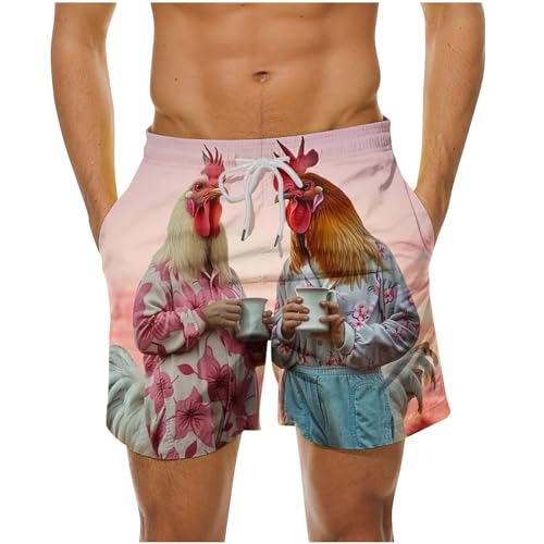 Hvyesh ns Swim Trunks Funny Rooster nted Beach Shorts for n 7 Inch Quick Dry Swimwear Bathing Suits