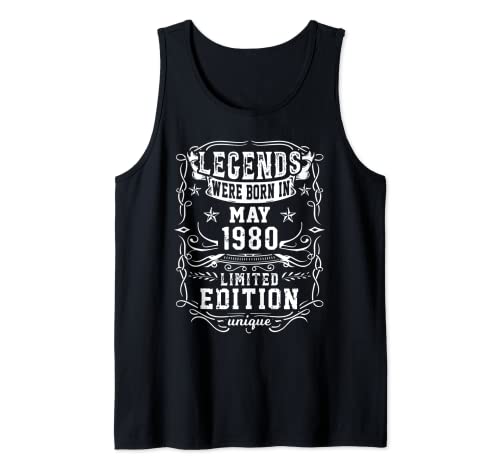 Cumpleaños Mayo 1980 Edición Limitada Regalo Legend May Camiseta sin Mangas
