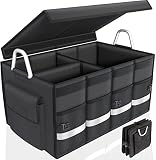 Car Trunk Organizer with Lid, Collapsible Cargo Storage Waterproof Durable, Car Organizer and Storag
