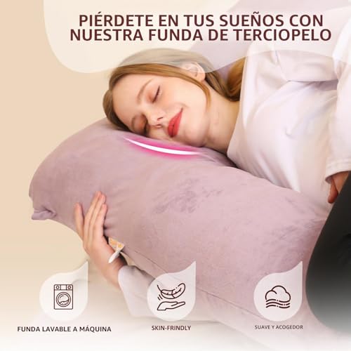 Miniatura 4 de Chilling Home Almohada De Embarazo,Almohada Para Dormir De Lado En Forma De U Con Funda,Almohada De Lactancia Almohada De Posicionamiento Grande,Para Mujeres Y Personas Que Duermen De Lado,Púrpura