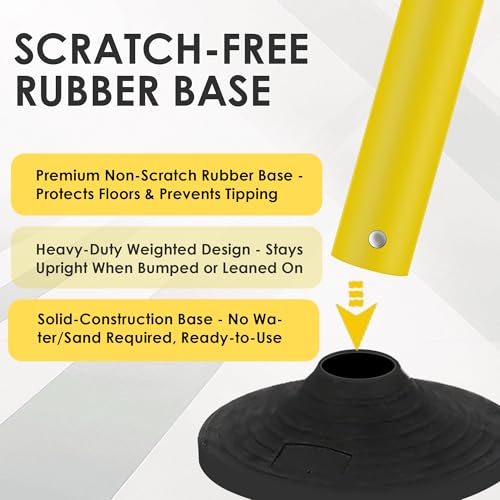 Image of 12 Pack Stanchions with Retractable Belts - Heavy Duty Crowd Control Barriers with Weighted Rubber Base, Retractable Belt Stanchions for Queue Line, Events, Public Safety(Yellow,12 Pack)