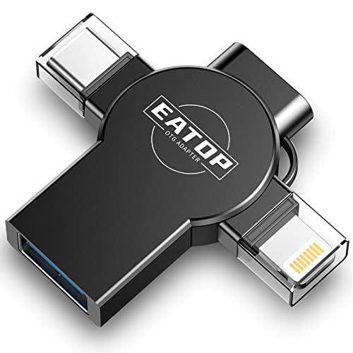 EATOP USB Camera Adapter, USB Female OTG Adapter Compatible with iPhone iPad, Android Phones and MacBook Pro, Portable USB Adapter for iPhone with Charging Port, No Application, Plug and Play (Black)