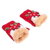 [iplusmile] 厚手ス素材の子供用保温手袋 クリスマス柄かわいいデザイン 冬の外出や通学に適した暖かいプラッシュ裏地手袋