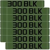 12 Pack 300 BLK Magazine Marking Bands with Large Recessed Lettering, .300 Blackout Ammo Caliber Label Identification Marker Accessories (OD Green - Black)