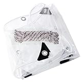 Plane mit Ösen Transparent Nach Maß 60 x 220 cm Abdeckplane Transparent 400 G/M², Wasserdicht Reißfest Jede Wetterlage für Balkon Pavillon Garten, A