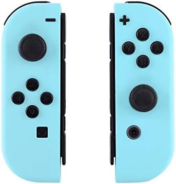 eXtremeRate Soft Touch Grip Mint Green & Heaven Blue Housing with Full Set Buttons, DIY Replacement Shell Case for Nintendo Switch Joycon & Switch OLED Joy con  Console Shell NOT Included