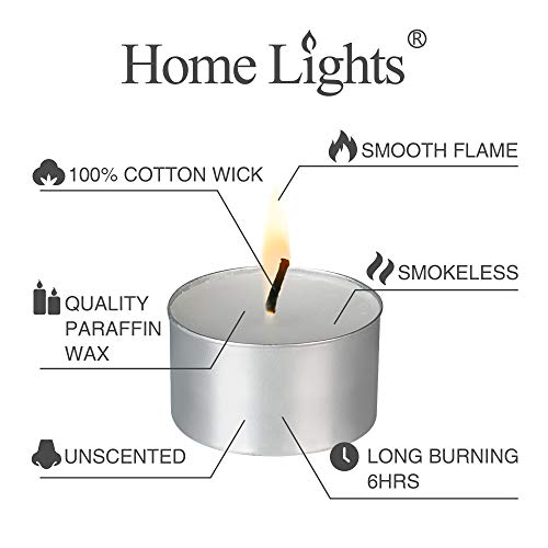 Home Lights Homelights Unscented White Tealight Candles -100 Pack, 6 To 7 Hour Burn Time Smokeless Tea Light Candles, Mini Votive Paraffin Candles With Cotton Wicks For Shabbat thumb #2
