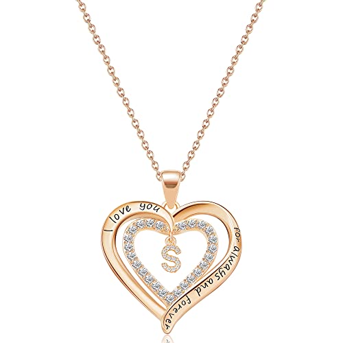JSJOY Heart Necklaces Gifts for Women, Gold Initial Letter Necklace for Teen Girls Birthday Gifts Initial A-Z Necklace Mother's Day Gifts for Mom Wife Graduation Gifts for Her 2024