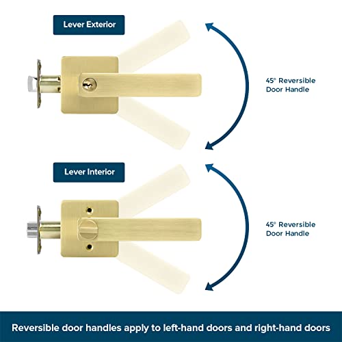 Leydebong 3 Pack Gold Door Handles, Entry Door Levers With Keys Heavy Duty Door Lock Modern Contemporary Design For Home Bedroom Or Bathroom Interior Or Front Exterior Doors #TOP4
