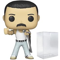 Freddie Mercury Radio Gaga 1985 Pop #183 Pop Rocks Queen Vinyl Figure (Includes Compatible Ecotek Plastic Pop Box Protector Case) - Les Beatles, Paul McCartney, John Lennon, RIngo Starr, George Harrison