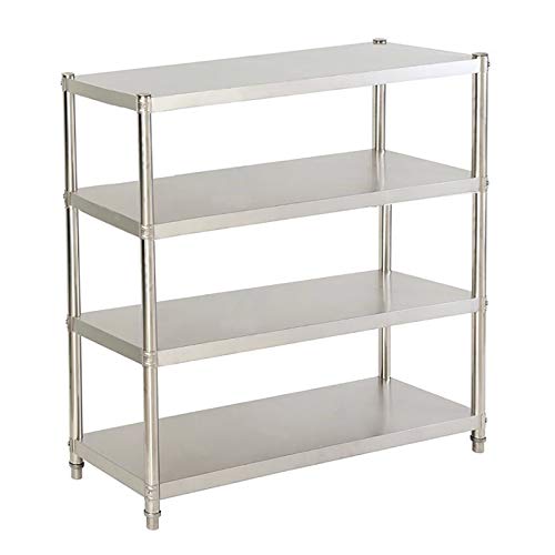 HuKaiL Estantería de acero inoxidable 201, 120 x 40 x 150 cm, 4 estantes, de acero inoxidable, para cargas pesadas, para despensas, gastronomías, cocinas, grandes cocinas y mucho más, HG-9016