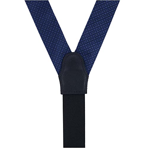Trafalgar Men's Ransford Square Tonal Neat Formal Silk Braces (Suspenders), Navy #TOP2