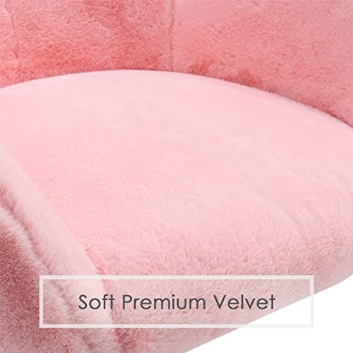 Warmiehomy Office Chair Velvet Ergonomic Desk Chair Adjustable Height Swivel Chair Computer Comfortable Armchair For Home Office Bedroom Pink 65 * 80 * 92cm