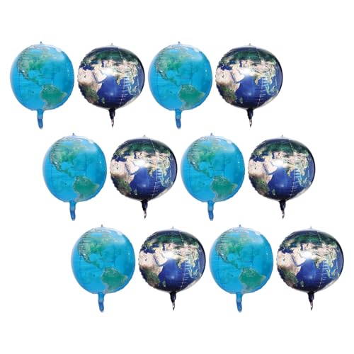 Beaupretty 12pcs Aluminum Foil Globe Balloons Large Sphere Foil Balloons with Realistic World Map Print Floating Earth Day Birthday Party Decorations for Adults