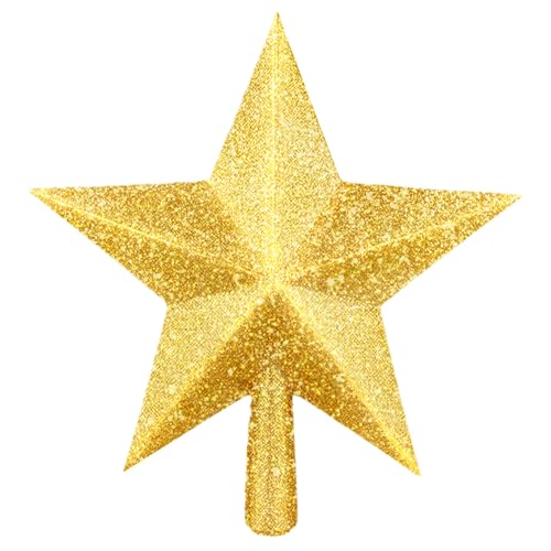 Étoile de Noël 20cm Or Brillant - Topper pour Sapin de Noël avec Effet Pailleté, Décoration de Cime d'arbre en Plastique avec Connecteur