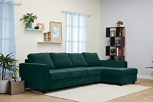 Image of Wakefit Sofa Set | 3 Year Warranty | Sofa 3 Seater, 3 Seater Sofa for Living Room, Wooden Sofa Set, 3 Seater + Right Aligned, Sofa for Living Room - Napper(Malphino : Malibu Green)