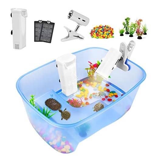 Rypet Baby Turtle Tank Starter Kit - Reptile Terrariums Tortoise Habitat with UV Basking Light Lamp, Water Filter, Rocks, Small Plants, Aquarium Tank for Turtle Frog Hermit Crab Tank Accessories