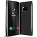 Produktbild Conie MF9267 Mirror Flip Kompatibel mit Huawei Mate 20 Pro, Mirror Case Hülle Standfunktion Spiegel Effekt Flip Cover One Touch Bedienung für Mate 20 Pro Bookcover Schwarz