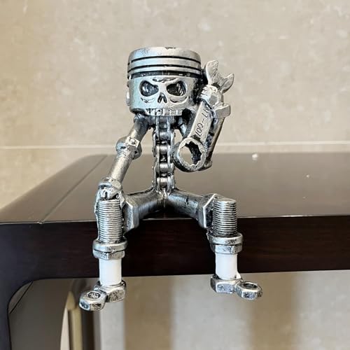 Escultura de calavera tallada en resina estilo pistón 14 cm miniatura 3