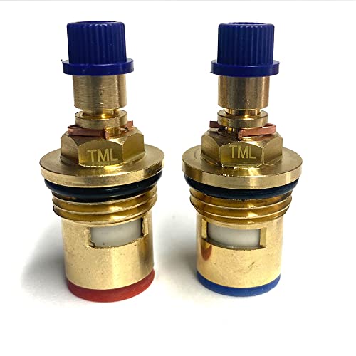 Tap Cartridge compatible with BS5412 XZ 20 B&Q Cooke & Lewis Treur Wickes Siena Compatible Tap Cartridge Valve Pair (Version without Threaded Collar Plus 32 Teeth/blue spline handle adaptor)