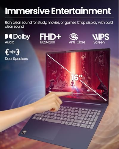 Image of Lenovo IdeaPad Copilot+ Business Laptop - 16 inch FHD+ Touchscreen - AMD Ryzen AI 7 350(Beat Core 7 150U) - 50 TOPS NPU - Facial Login IR Cam - Backlit KB -Win 11 Pro-Redragon Bundle (16GB DDR5 | 1TB SSD)