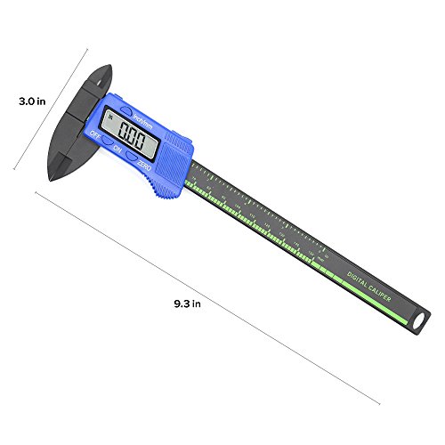 Digital Caliper with Large LCD Screen Plastic Electronic Vernier Caliper Measuring Tool, 0-6 In/0-150 mm Conversion Auto Off Featured with Extra 1 Battery by Bseen (Blue)