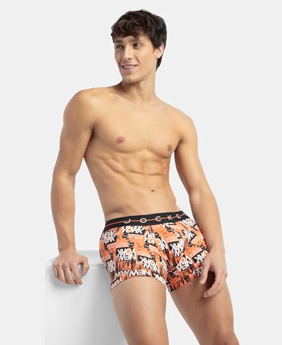 Image of Jockey NY02 Men's Super Combed Cotton Elastane Stretch Printed Trunk with Ultrasoft Waistband (Prints May Vary)