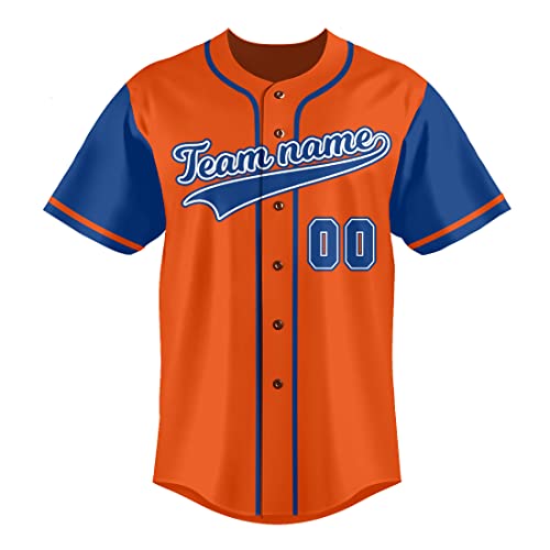 Custom Orange Baseball Jersey Button Down Shirt Customized Name Number Sports Uniform for Men/Women S-7XL miniatura 2
