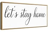 Let's Stay Home Sign Wall Art Decor Rustic Farmhouse Home Canvas Framed Print for Home Living Room Entryway Wall Decor,Lets Stay Family Home Rustic Hanging Decoration
