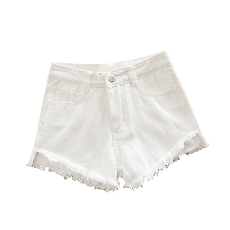 Short en jean brossé taille haute amincissant pour affiner la silhouette
