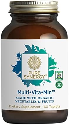 PURE SYNERGY Multi•Vita•Min | 60 Tablets | Made with Organic Ingredients | Non-GMO | Daily Multivitamin Made with Organic Vegetables and Fruits