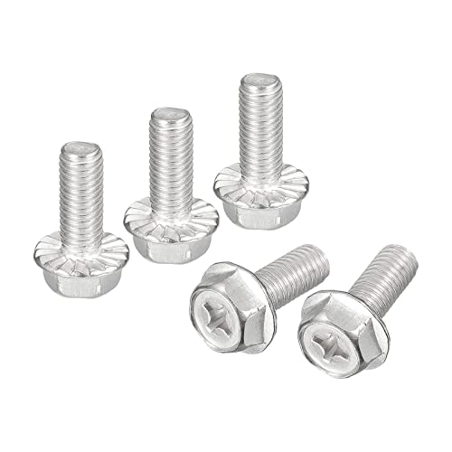 Image of uxcell M8x20mm Phillips Hex Head Flange Bolts, 5pcs 304 Stainless Steel Hexagon Phillips Flange Head Hex Bolts Machine Screws