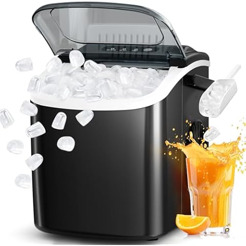 Antarctic Star Ice Maker Countertop, Portable Ice Machine with Carry Handle, 26Lbs Per Day, 9 Cubes Ready in 6 Mins, Self-Cleaning Ice Makers with Ice Scoop and Basket for Kitchen/Office/Party (Black) Cover