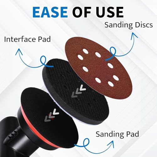 Image of 5 Inch 8 Holes Foam Sanding Pads 2 Pack Interface Pad Hook and Loop Sponge Cushion Buffer Backing Pad for Orbital Sander