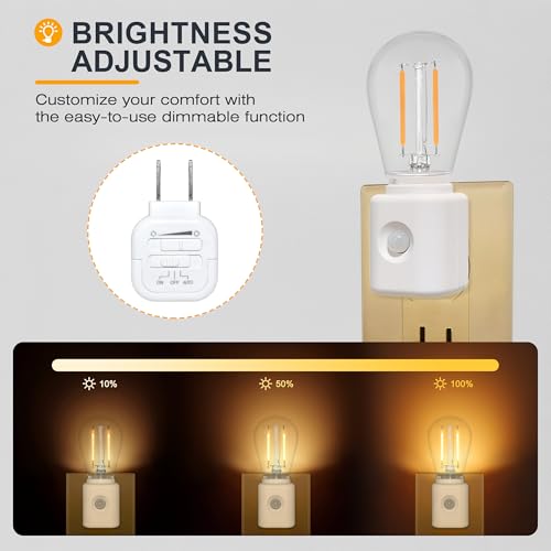 Image of LED Motion Sensor Night Light, 2-Pack, Motion Activated Night Light, Night Lights Plug into Wall Motion Sensor, 2700K Warm, Adjustable Brightness 10-100LM, for Kids Adults Bathroom Bedroom