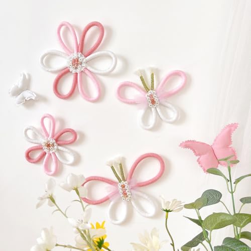 Decoración de pared flores Daisy rosa 6 piezas